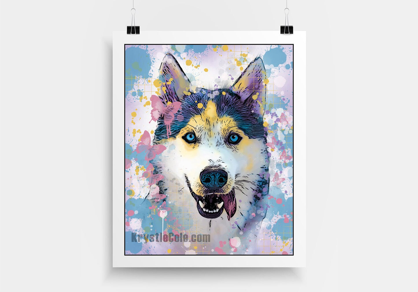 Siberian Husky Art Print on CANVAS or PAPER. Dog Wall Decor. Original Artwork by Krystle Cole *Each Print Hand Signed*