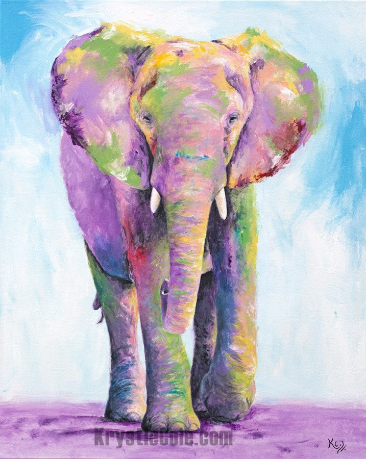 Elephant Painting - Elephant Gifts. Elephant Artwork. Print on CANVAS or PAPER