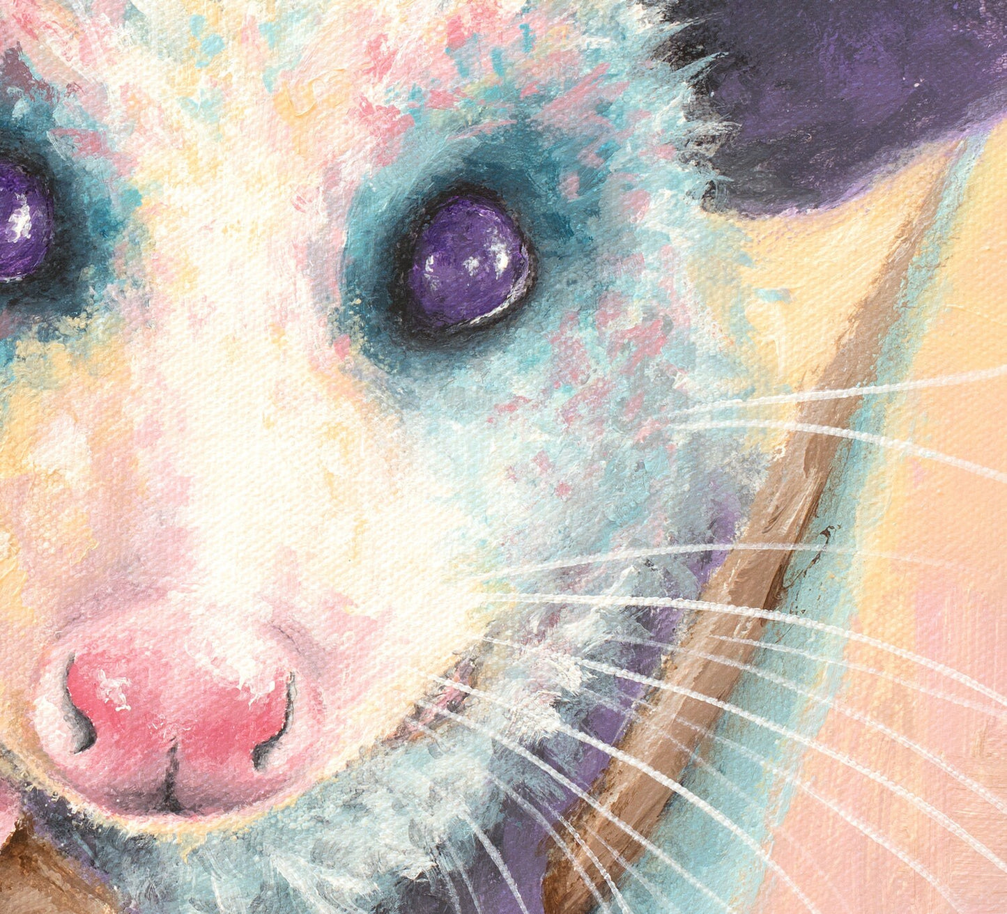 Opossum Art Print on CANVAS or PAPER - Opossum Painting by Krystle Cole. Fun for Gifts or Wall Decor!