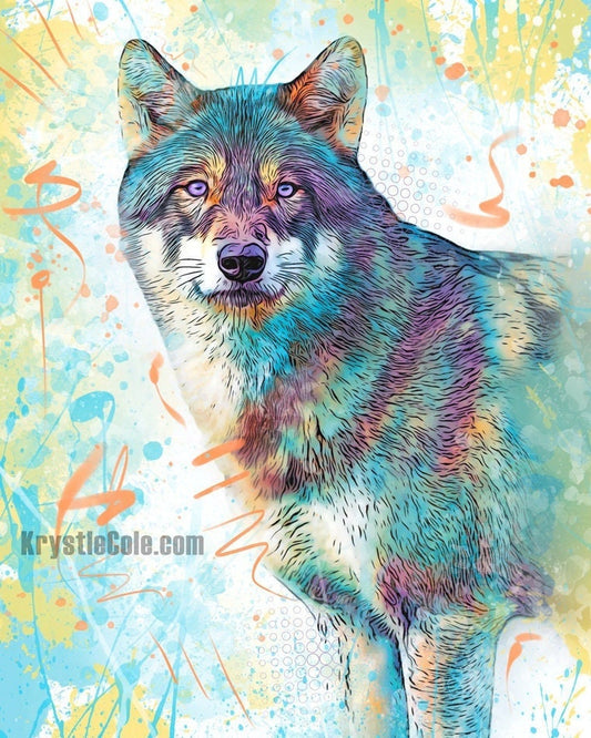 Wolf Art Print on CANVAS or PAPER - Wolf Gifts. Original Artwork by Krystle Cole *Each Print Hand Signed*