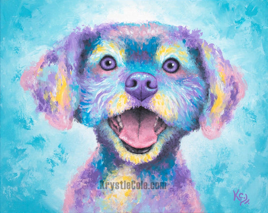 Shih-Poo Dog Art on CANVAS or PAPER - Shih Poo Print for Wall Decor or Gifts. Shihpoo Painting by Krystle Cole