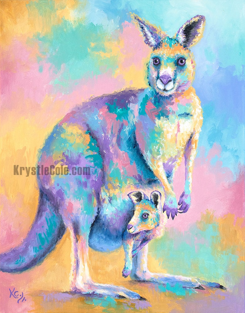 Kangaroo and Joey Painting - 24x30"