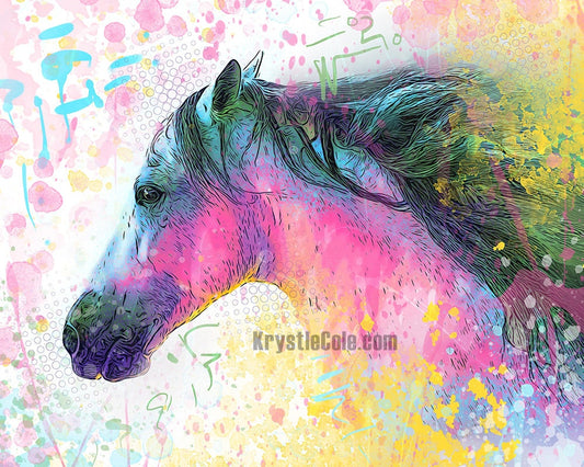 Horse Wall Art - Andalusian Horse Art Print. Horse Artwork on CANVAS or PAPER *Each Print Hand Signed*