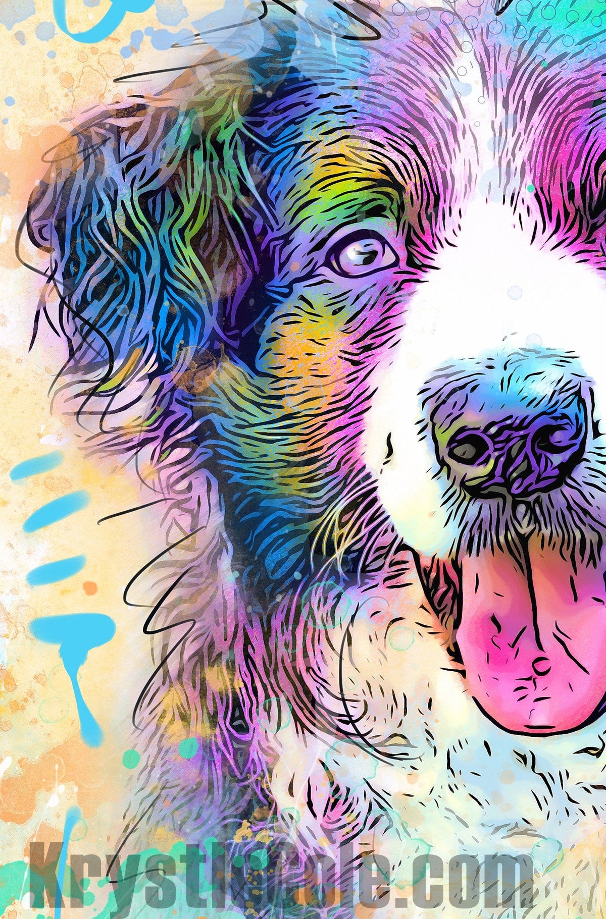 Border Collie Art Print on CANVAS or PAPER. Original Border Collie Dog Artwork by Krystle Cole *Each Print Hand Signed*