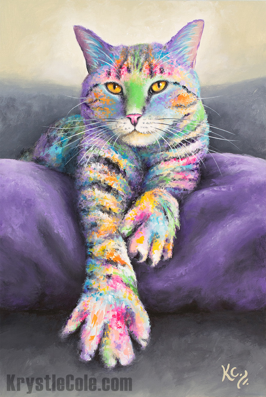 Cat Art Print - Bow and Kiss My Paw