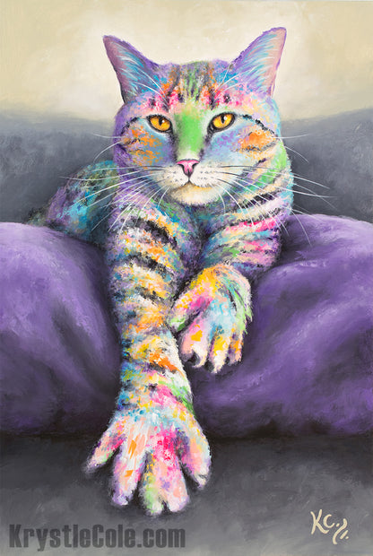 Cat Art Print - Bow and Kiss My Paw