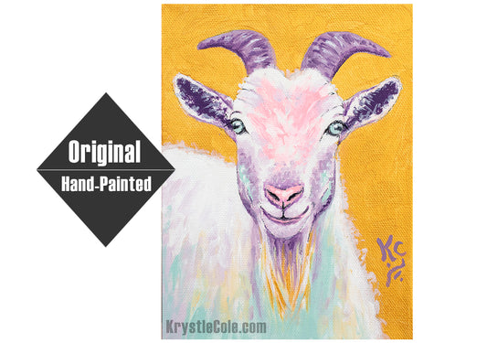 Gold Goat Painting - 6x8"