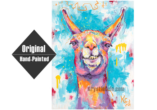 Goofy Gerdie Llama Painting - 20x26"