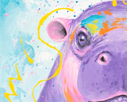 Baby Pygmy Hippo Painting - 18x22"