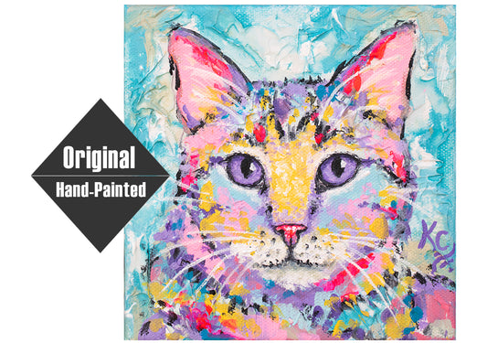 Mini Samadhi Cat Painting - 6x6"