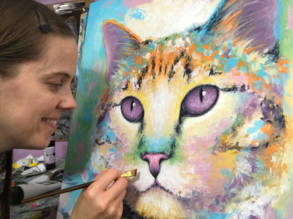 Custom HAND-PAINTED Acrylic on Canvas Pet Portrait