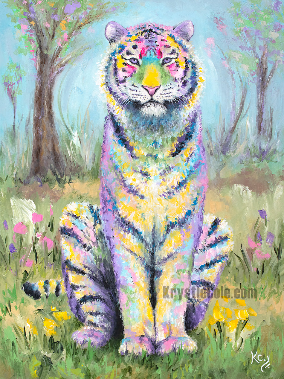 Tiger Art Print - Guardian of Purr-ple Delight