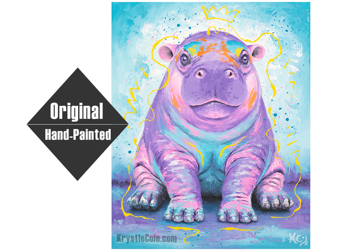 Baby Pygmy Hippo Painting - 18x22"
