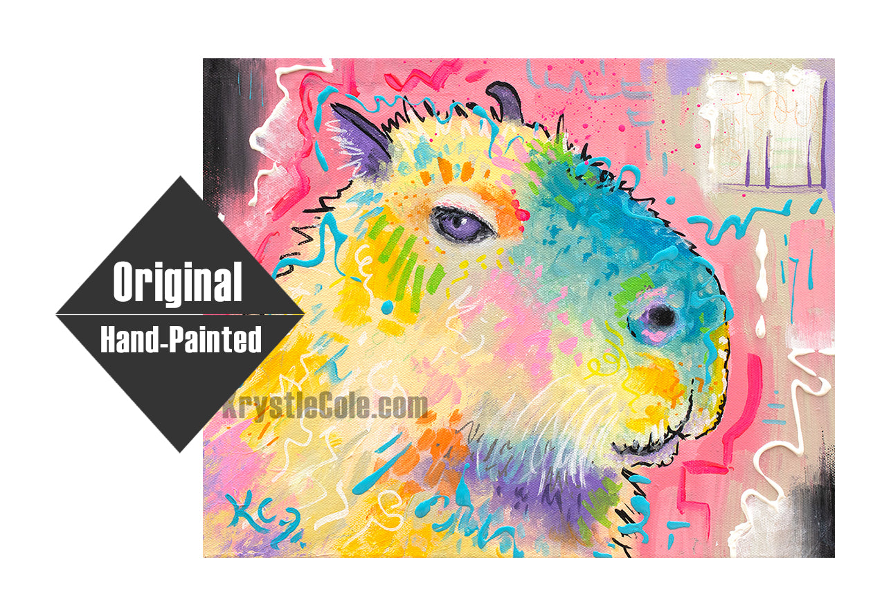 Capybara Side Eye Painting - 11x14"