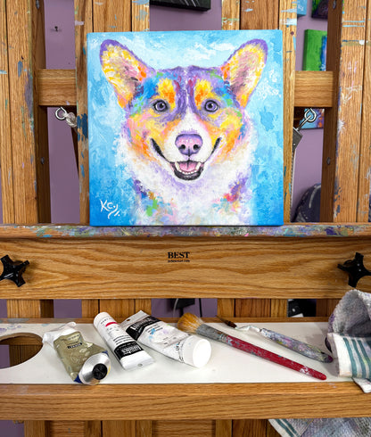 Corgi Smile Painting - 12x12"