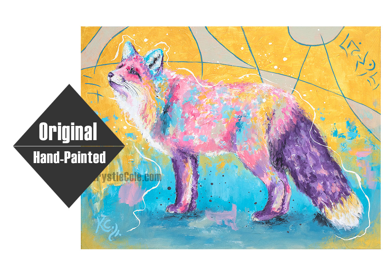 Cosmic Wanderer Fox Painting - 20x26"
