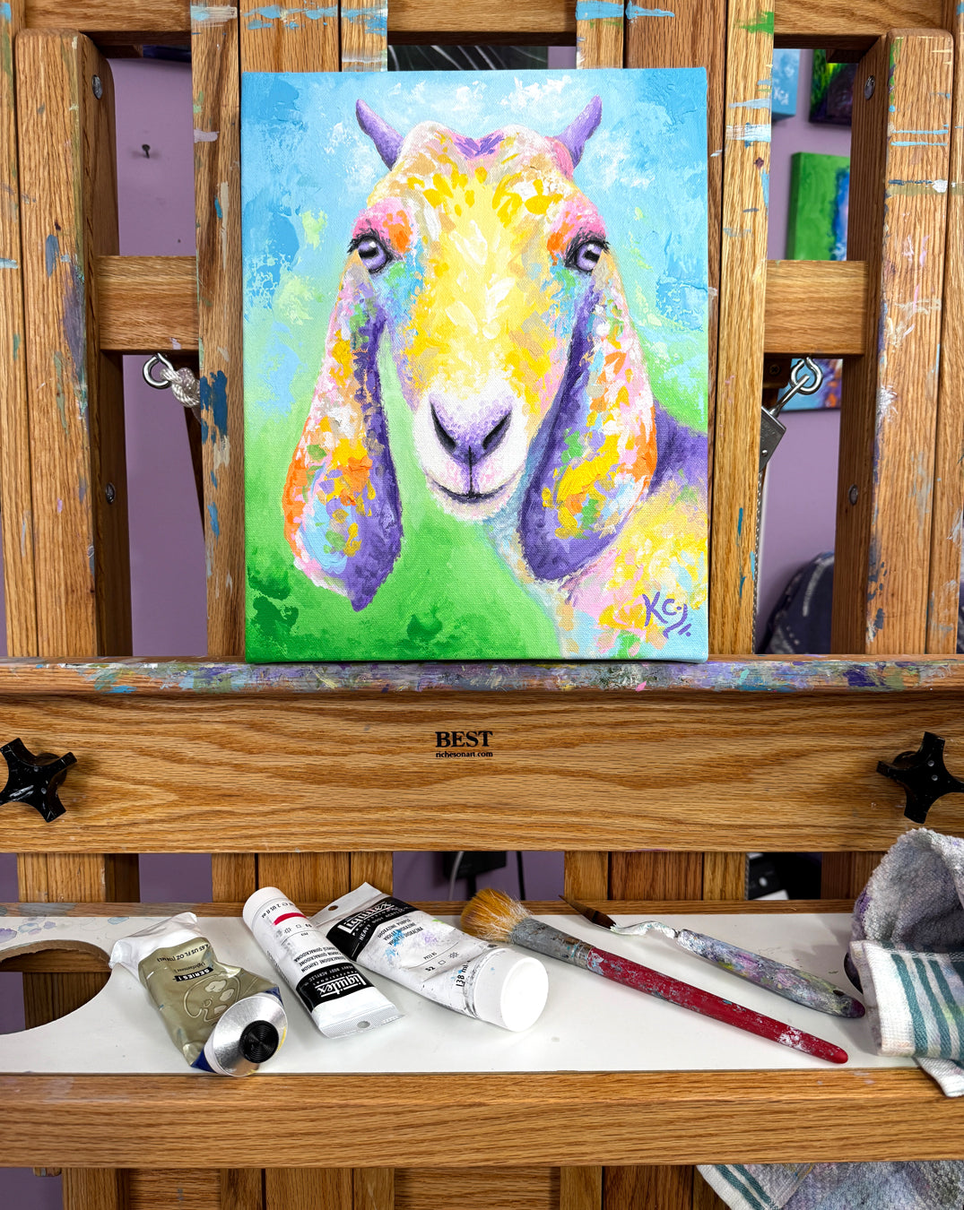 For the Love of Goats Painting - 11x14"