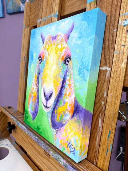 For the Love of Goats Painting - 11x14"