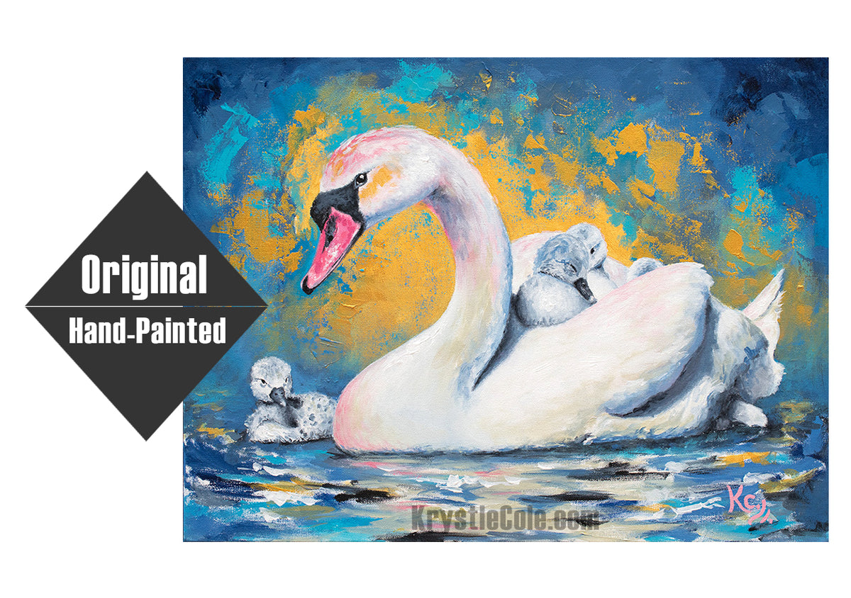 Mother Swan Painting - 19x25"