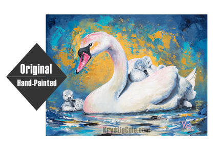 Mother Swan Painting - 19x25"
