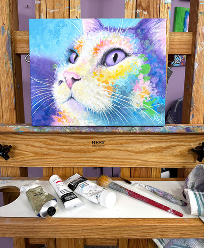 His Loving Eyes Cat Painting - 11x14"