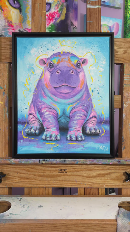 Baby Pygmy Hippo Painting - 18x22"