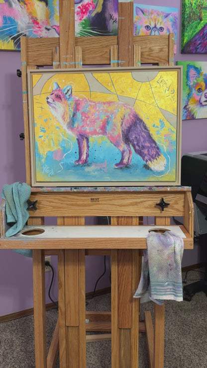 Cosmic Wanderer Fox Painting - 20x26"