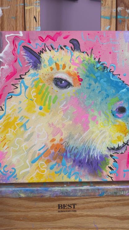 Capybara Side Eye Painting - 11x14"