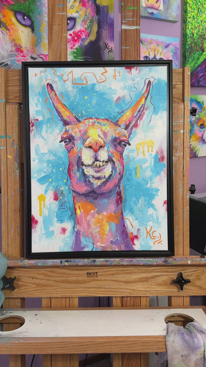 Goofy Gerdie Llama Painting - 20x26"