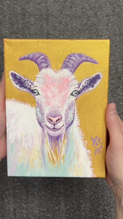 Gold Goat Painting - 6x8"