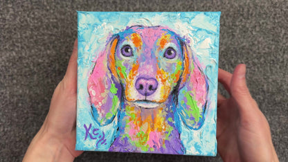 Sweet Dachshund Painting - 6x6"