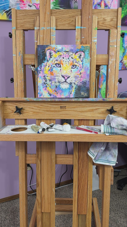 Rainbow Snow Leopard Painting - 12x12"