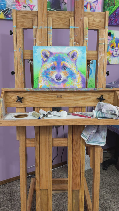 Raccoon Visitor Painting - 11x14"