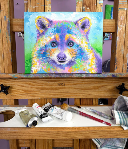 Raccoon Visitor Painting - 11x14"