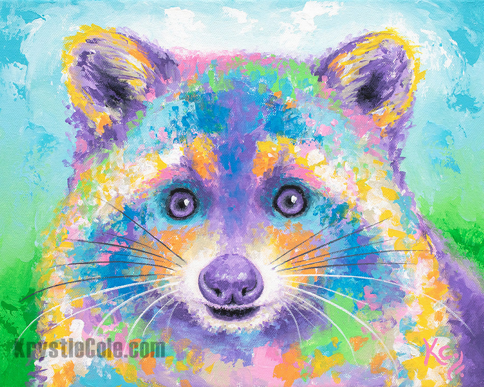 Raccoon Visitor Art Print