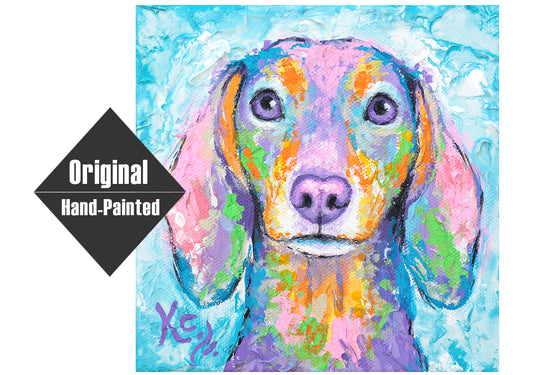 Sweet Dachshund Painting - 6x6"