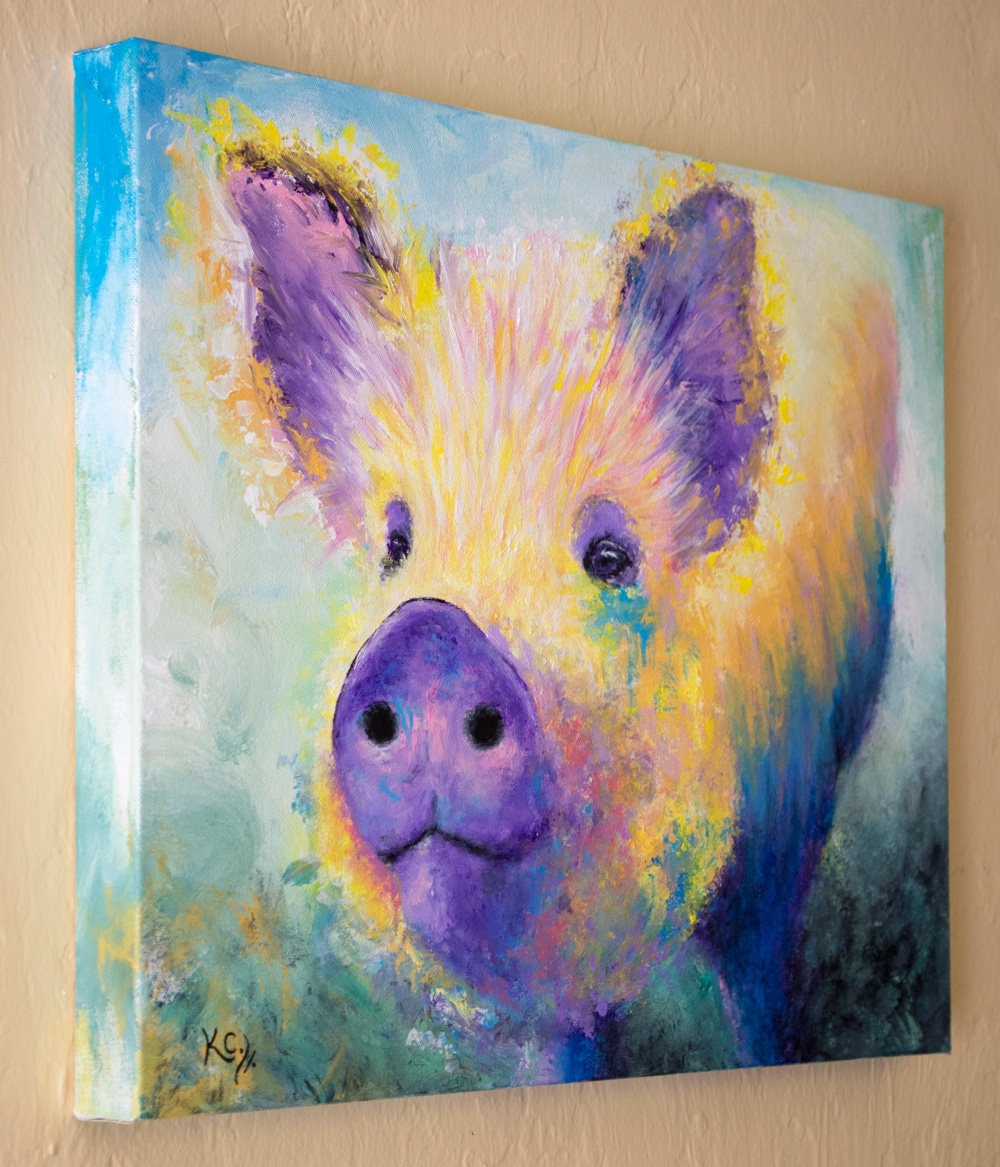 Pig Painting - Rainbows Aren't for Dinner - 16x20"