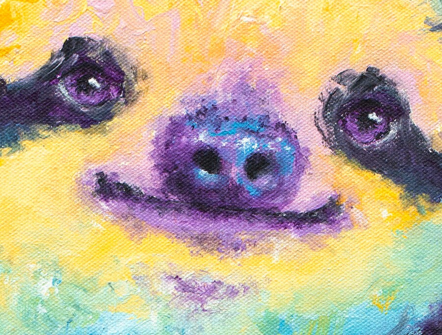 Sloth Art - Sloth Gifts. Sloth Print on CANVAS or PAPER. Sloth Painting by Krystle Cole