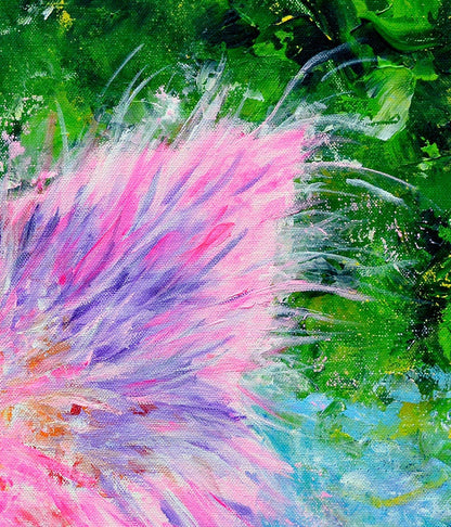 Pink Dog Painting - Papillon Art, Pomeranian Art, Pom Gifts. Print on CANVAS or PAPER