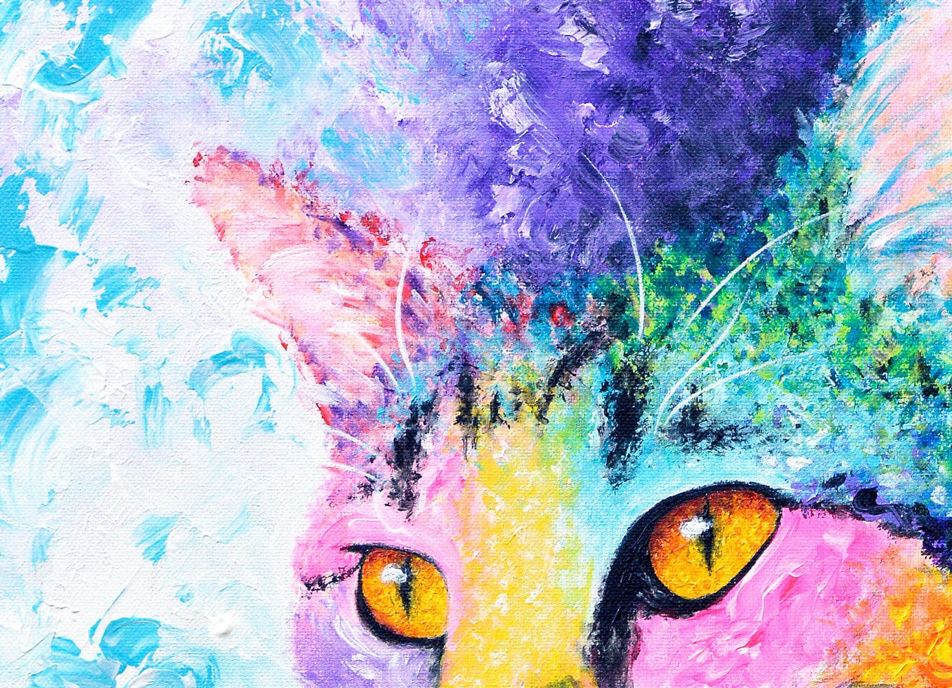 Tabby Cat Art - Cat Painting. Colorful Cat Print on CANVAS or PAPER by Krystle Cole