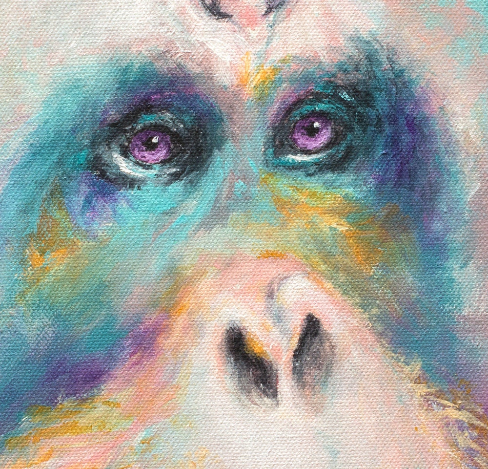 Orangutan Art - Orangutan Print on CANVAS or PAPER. Orangutan Painting by Krystle Cole