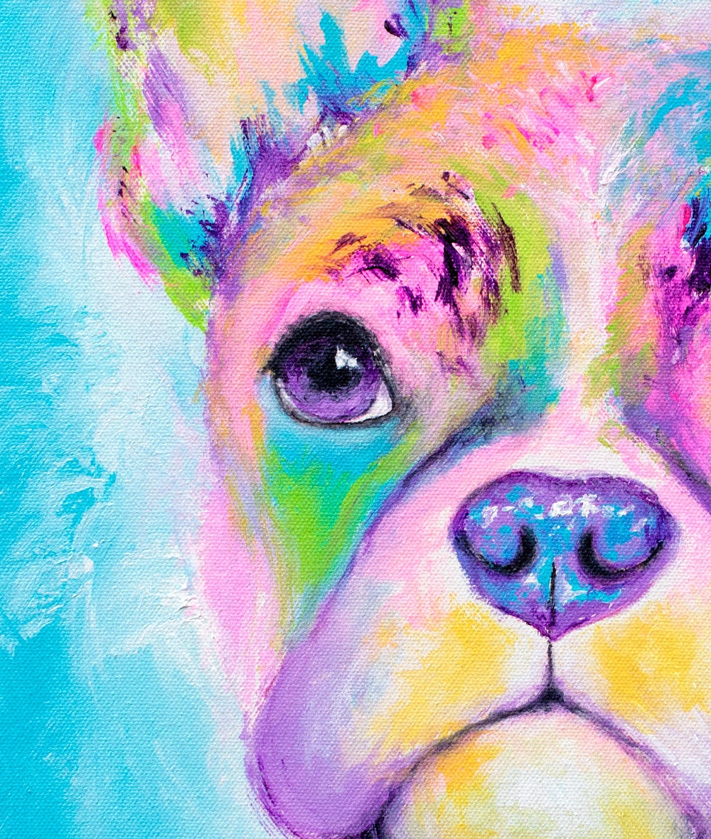 Rainbow Frenchie Painting - 16x20"