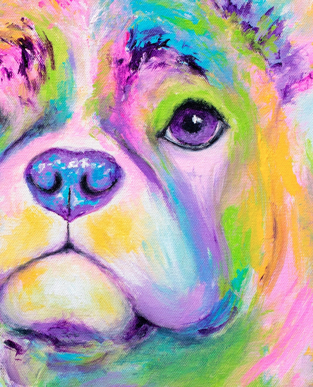 Rainbow Frenchie Painting - 16x20"