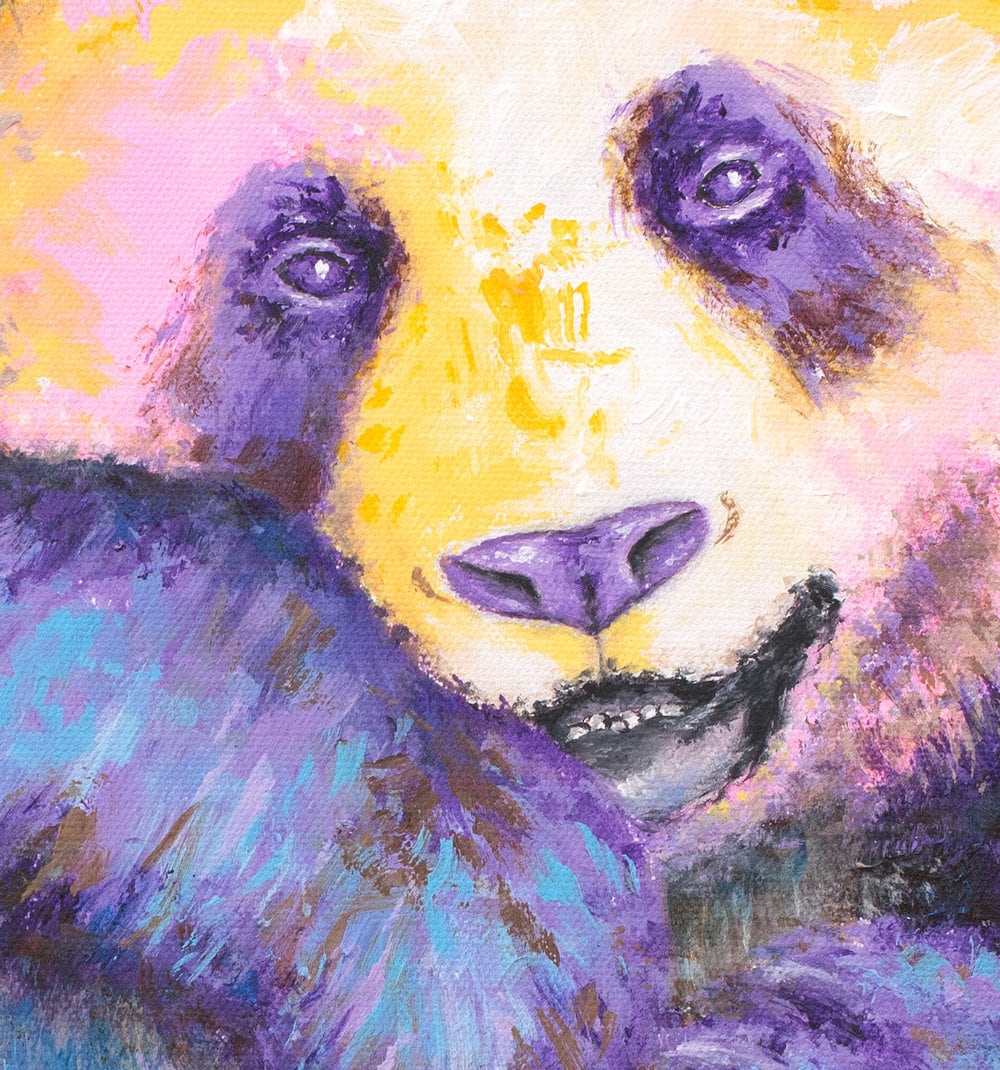 Panda Art - Panda Gifts. Panda Painting. Print on CANVAS or PAPER by Krystle Cole
