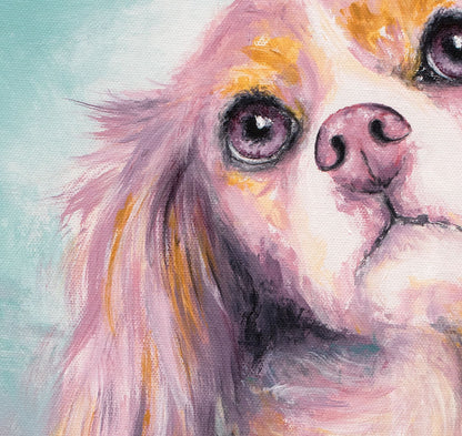 Cavalier King Charles Spaniel Art Print on CANVAS or PAPER. Cavalier Painting "Charlotte" by Krystle Cole