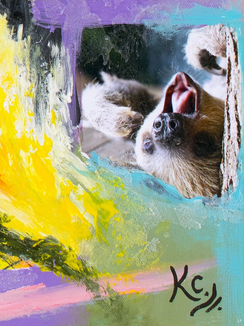 Psychedelic Sloth Art - Sloth Print on CANVAS or PAPER by Krystle Cole