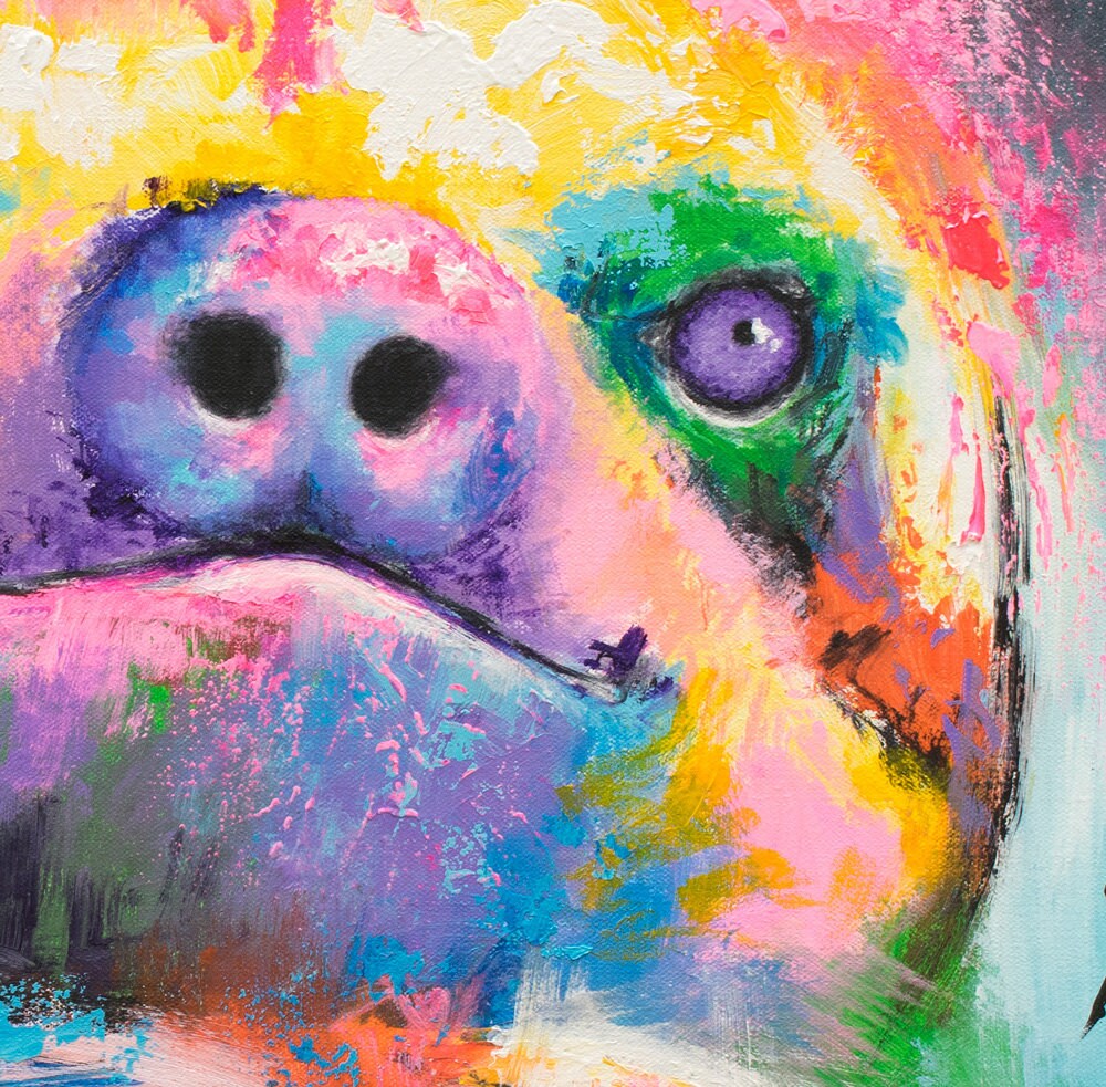 Sloth Art Print on CANVAS or PAPER - Sloth Gifts. "Psychedelic Sloth" by Krystle Cole