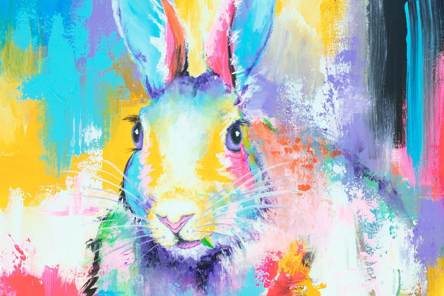 Rabbit Among the Flowers Print - Bunny Art, Rabbit Gift, Bunny Gifts. Abstract Rabbit Wall Decor by Krystle Cole