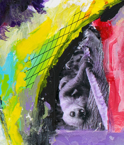 Psychedelic Sloth Art - Sloth Print on CANVAS or PAPER by Krystle Cole