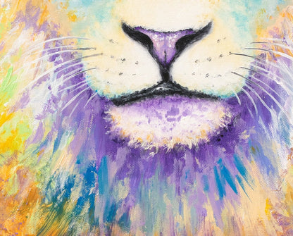 Lion Print - Big Cat Wall Art. Lion Painting on CANVAS or PAPER by Krystle Cole